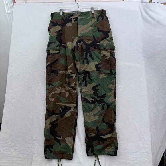 US Army Cargo Pants Men M 32x31 BDU Woodland Camo Combat Military Made In USA - Picture 1 of 13